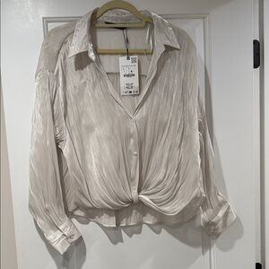 Zara Shimmering Cream Blouse